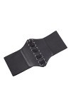 KorhLeoh Ceinture élastique avec ceinture noire avec lacets, ceinture élastique pour femmes et filles, Noir , 26-32W /S