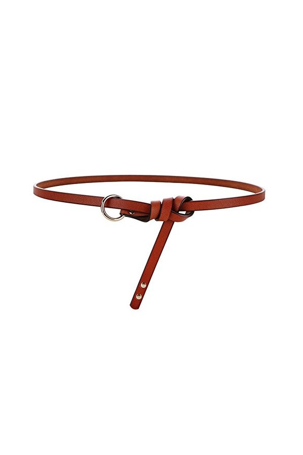 Oyccen Mince Ceinture Noués En Cuir Sangle de Taille Femme Fille Ceintures pour Robes Jeans,Marron,Taille unique