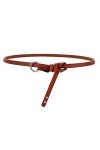 Oyccen Mince Ceinture Noués En Cuir Sangle de Taille Femme Fille Ceintures pour Robes Jeans,Marron,Taille unique