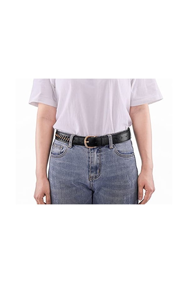 CHIC DIARY Ceinture en cuir synthétique tressé pour femme - Avec boucle en métal, Modèle 2, taille unique