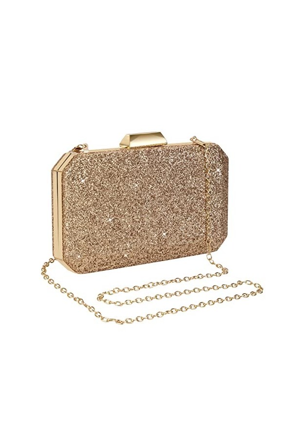 Sac de Soirée Pochette Brillant Argenté Sac à Main en Bandoulière Chaîne Démontable Luxe Femme pour Dames Cocktail de Mariage