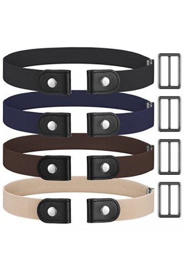Heyu-Lotus Lot de 4 ceintures élastiques sans boucle pour femme - Sans boucle - Ceinture invisible sans boucle pour homme ou 