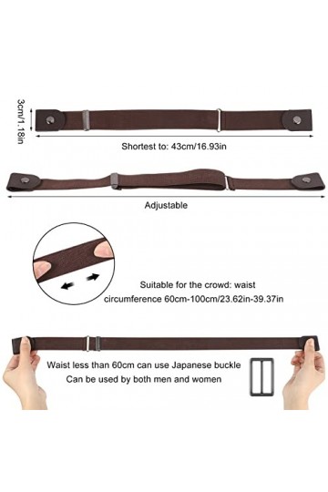 Heyu-Lotus Lot de 4 ceintures élastiques sans boucle pour femme - Sans boucle - Ceinture invisible sans boucle pour homme ou 