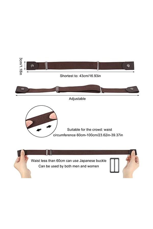 Heyu-Lotus Lot de 4 ceintures élastiques sans boucle pour femme - Sans boucle - Ceinture invisible sans boucle pour homme ou 