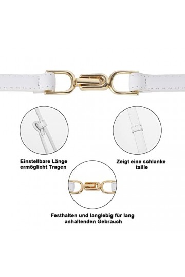 Moorle Lot de 2 ceintures de taille pour femme - Skinny - En polyuréthane - Réglable - Fine - Noir et blanc - Ceinture élasti