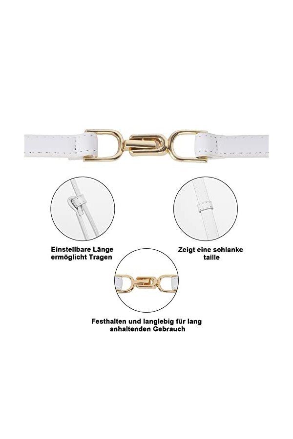 Moorle Lot de 2 ceintures de taille pour femme - Skinny - En polyuréthane - Réglable - Fine - Noir et blanc - Ceinture élasti