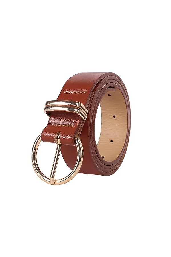 Minicloss Ceinture pour femme - En cuir synthétique souple - Réglable avec boucle dorée - Pour jeans - Style décontracté - Co