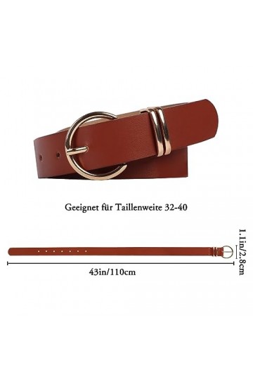 Minicloss Ceinture pour femme - En cuir synthétique souple - Réglable avec boucle dorée - Pour jeans - Style décontracté - Co