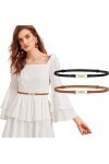 Ceinture fine pour femme - Ceinture fine réglable - En cuir - Avec boucle en métal doré - Pour robe, a, M
