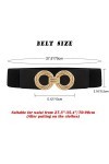 Longwu Ceinture élastique large pour femme noire avec boucle à double anneau pour robe, combinaison, chemise longue, manteau 