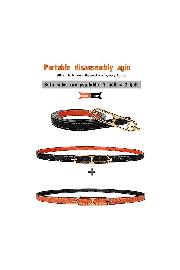 PLABBDPL 1 Pcs Ceinture Femme Fine, Ceinture Cuir Femme, Femme Ceintures en Cuir Réglables Ceinture Fine pour Robes Jeans Che