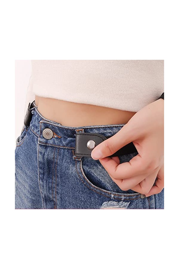 KLOP256 Lot de 5 ceintures élastiques sans boucle sans renflement invisibles réglables pour jeans, pantalons, robes 5 couleu