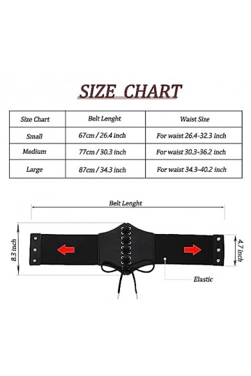 INOGIH Ceinture élastique corset femme - large ceinture taille haute avec lacets pour robe, Noir , Taille unique
