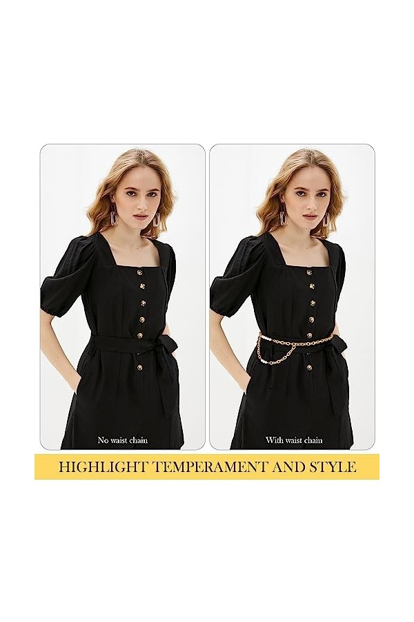 Femmes Chaîne de Taille, Perle Chaîne Ceintures Pour Robe Chaîne De Taille En Métal Ceinture de Chaîne Multicouche Réglable e