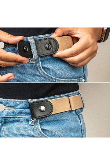 Ceinture élastique sans boucle, 1 pièce, réglable pour un tour de taille de 60 à 120 cm, en kaki, ceinture pour femme, ceintu