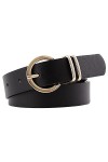 BBHKKL Ceinture en cuir pour femme - Pour jeans, pantalons, robes - Boucle dorée - Ceinture en cuir pour femme, Noir