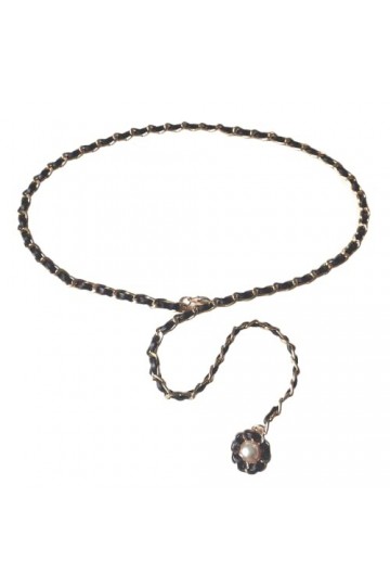 GIMIRO Ceinture en alliage pour femme - 8 mm x 110 cm - Flexible - Multiusage - Pour téléphone - Carte de visite, Noir/Camell