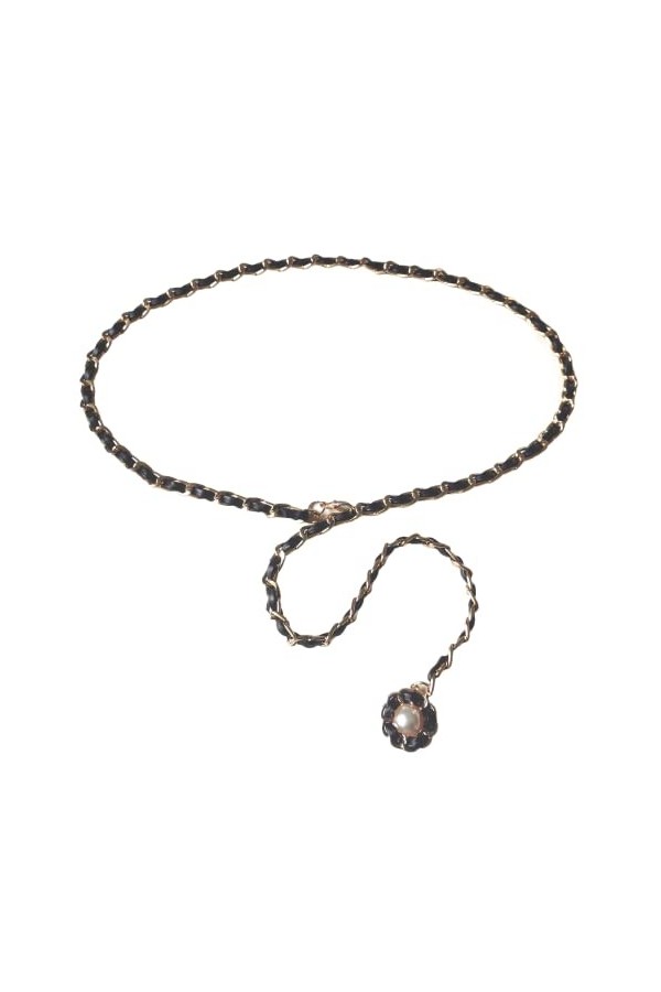 GIMIRO Ceinture en alliage pour femme - 8 mm x 110 cm - Flexible - Multiusage - Pour téléphone - Carte de visite, Noir/Camell