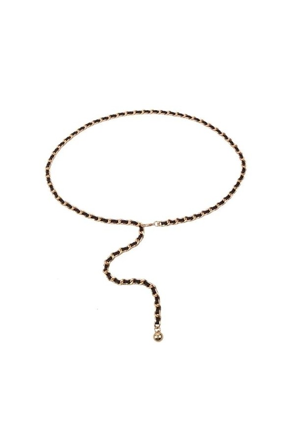 GIMIRO Ceinture en alliage pour femme - 8 mm x 110 cm - Flexible - Multiusage - Pour téléphone - Carte de visite, Noir/Camell