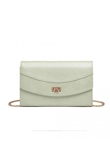 Miss Lulu Pochette pour Femmes Party Sac Soirée Mariage avec Chaîne Dorée en Cuir PU Vert 