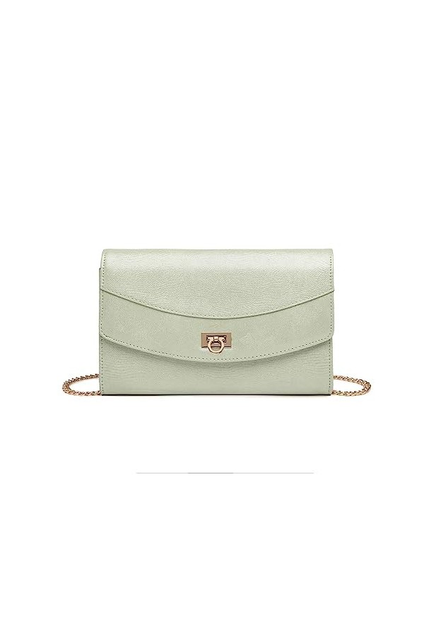 Miss Lulu Pochette pour Femmes Party Sac Soirée Mariage avec Chaîne Dorée en Cuir PU Vert 