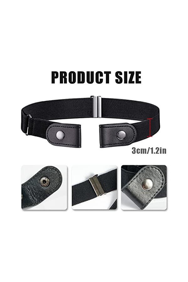 CUHZA 3 Pièces Ceintures Femme Ceinture Extensible sans Boucle Ceinture sans Boucle Ceinture Élastique Invisible Unisexe pour