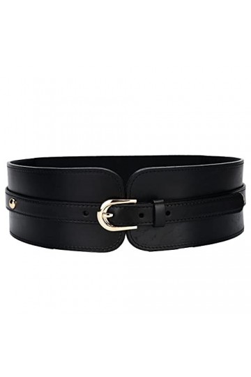 Liitata Ceinture large élastique pour femme - En cuir synthétique - Réglable - Avec boucle - Pour robe - Pull - Manteau - 1 p