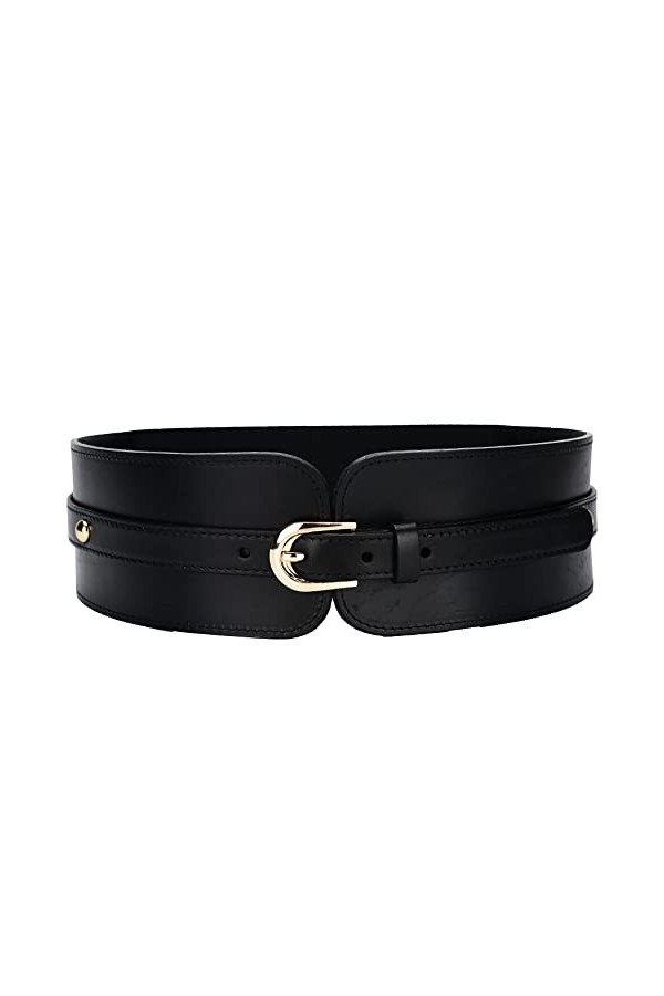 Liitata Ceinture large élastique pour femme - En cuir synthétique - Réglable - Avec boucle - Pour robe - Pull - Manteau - 1 p