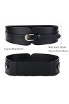 Liitata Ceinture large élastique pour femme - En cuir synthétique - Réglable - Avec boucle - Pour robe - Pull - Manteau - 1 p