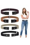 Teegxddy 4 Pièces Ceinture Femme Homme Ceinture sans Boucle Élastique Invisible Ceinture pour Jeans Pantalon Robe Ceinture Un