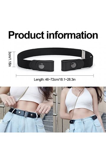 Teegxddy 4 Pièces Ceinture Femme Homme Ceinture sans Boucle Élastique Invisible Ceinture pour Jeans Pantalon Robe Ceinture Un