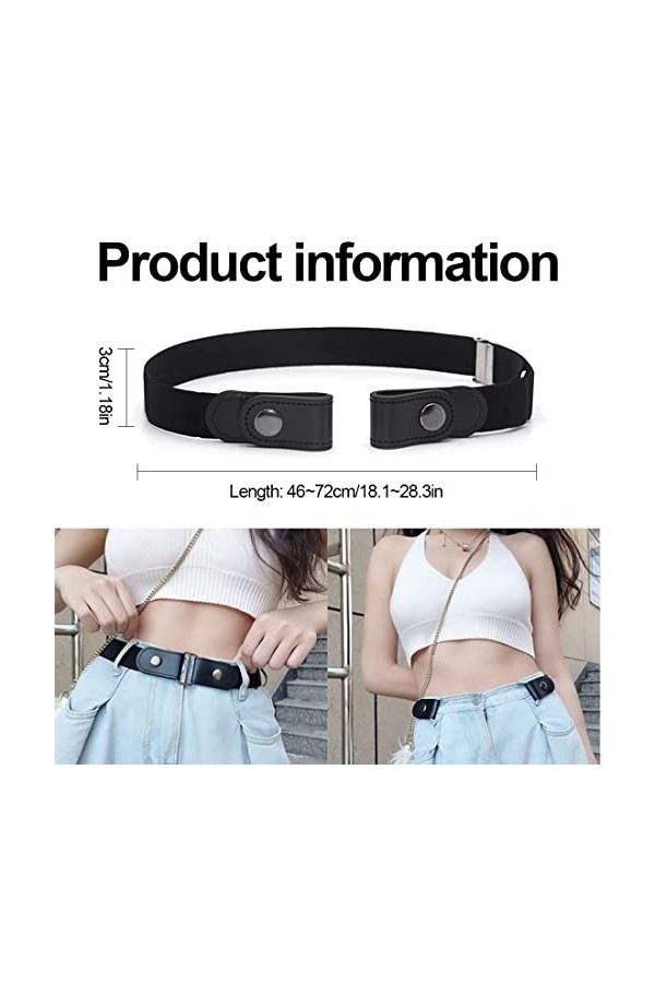 Teegxddy 4 Pièces Ceinture Femme Homme Ceinture sans Boucle Élastique Invisible Ceinture pour Jeans Pantalon Robe Ceinture Un