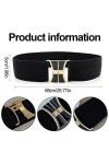 Teegxddy Ceinture élastique Large pour Femmes, 2 Pièces Ceintures de Taille élastiques Noires Vintage pour Femmes, Large Cein