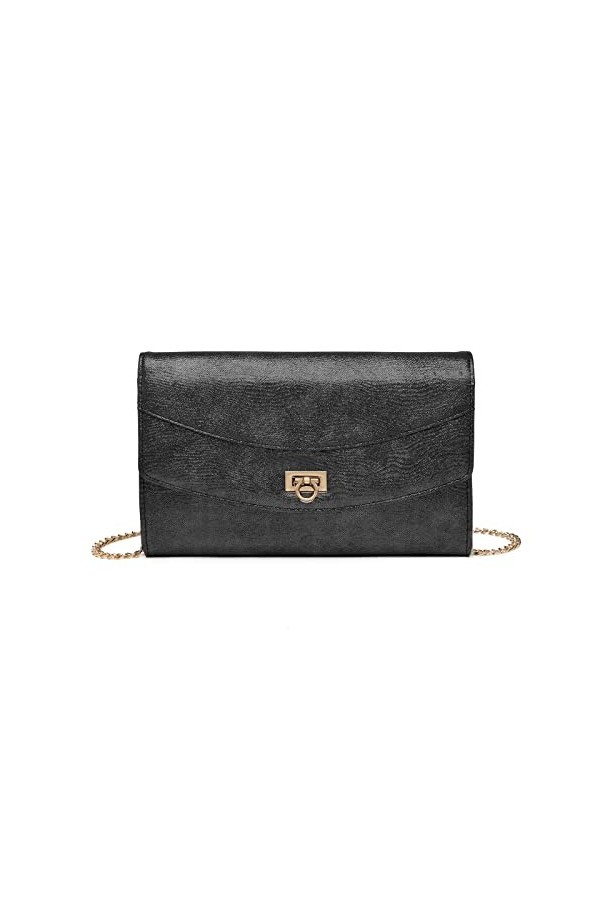 Miss Lulu Pochette pour Femmes Party Sac Soirée Mariage avec Chaîne Dorée en Cuir PU Vert 