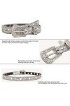 KorhLeoh Ceintures en strass pour femme, ceinture en cuir skinny bling western cowgirl pour jeans, robes, pantalons, Argenté.