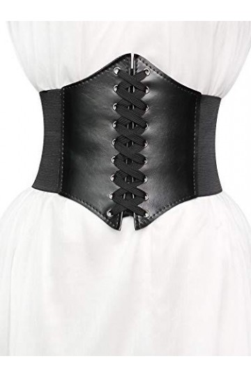 Corset élastique large pour femme et fille, Ceinture Corset pour Femme Cuir Corset à Lacets Ceinture Élastique Ceinture Rétro