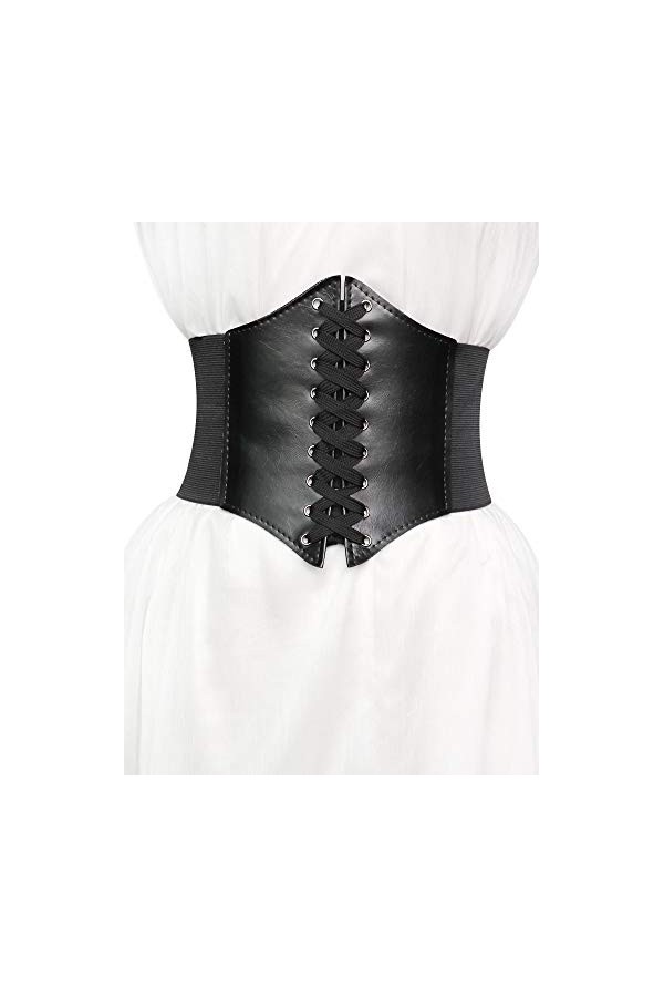 Corset élastique large pour femme et fille, Ceinture Corset pour Femme Cuir Corset à Lacets Ceinture Élastique Ceinture Rétro