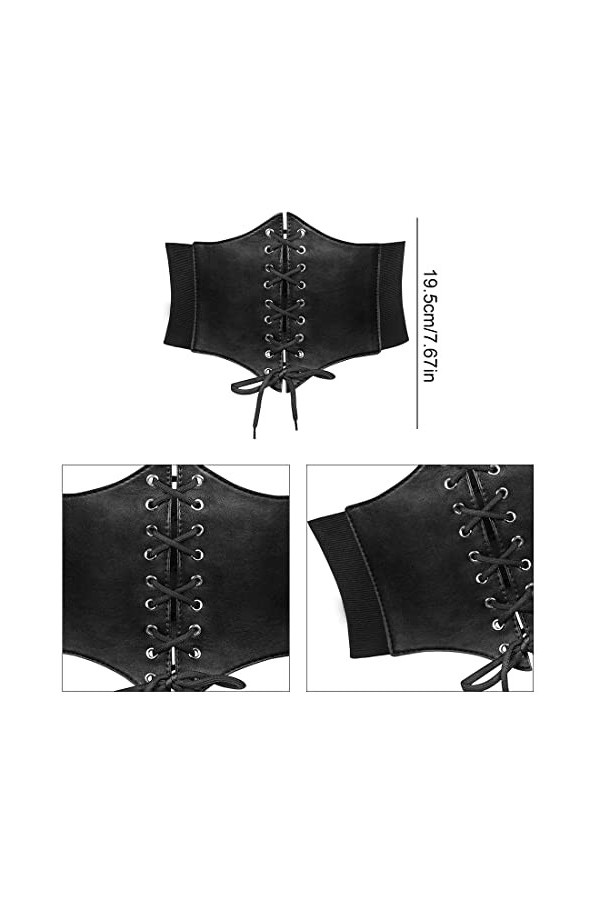 Corset élastique large pour femme et fille, Ceinture Corset pour Femme Cuir Corset à Lacets Ceinture Élastique Ceinture Rétro