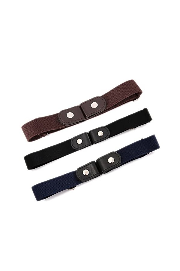 IERCZA 3 Pièces Ceinture sans Boucle,Ceinture Extensible sans Boucle Ceinture Élastique Invisible Unisexe pour Jeans,Réglable