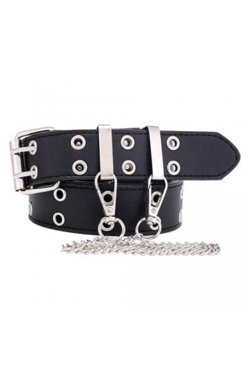 TBSCWYF Ceinture à Double œillet en Cuir PU Punk Ceinture Double Prong Boucle de Ceinture Unisexe Ceinture Gothique Boucle Ce