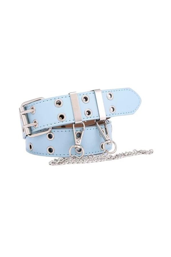 TBSCWYF Ceinture à Double œillet en Cuir PU Punk Ceinture Double Prong Boucle de Ceinture Unisexe Ceinture Gothique Boucle Ce