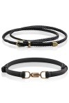 2 Pièces Ceinture Fine Femme, Noir Réglable Ceinture Femme Classique, Mode Femme Accessoire, Ceinture de Loisirs avec Sangle 