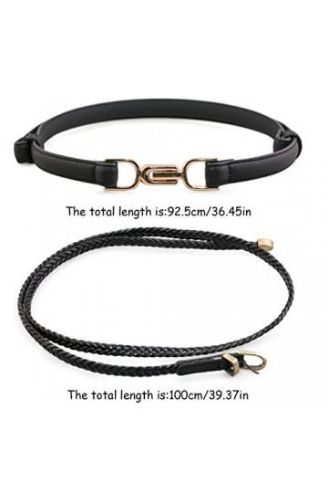 2 Pièces Ceinture Fine Femme, Noir Réglable Ceinture Femme Classique, Mode Femme Accessoire, Ceinture de Loisirs avec Sangle 