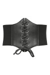 KorhLeoh Ceinture élastique avec ceinture noire avec lacets, ceinture élastique pour femmes et filles, Noir , 34-40W L