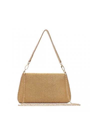 EVEOUT Sac à main de soirée avec strass pour Femme élégant Pochettes et clutches avec chaîne pour Banquet Fête de Mariage Or