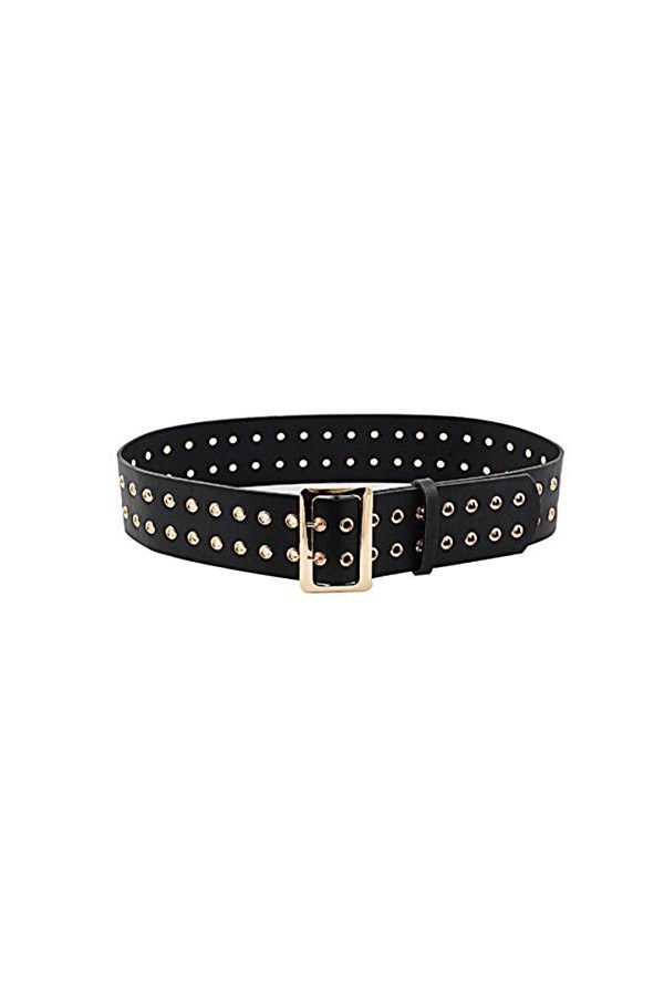 DEBAIJIA Rivet Ceinture Cuir Unisexe Hommes Femmes Classique Ajustable Double Boutonnage Boucles en Alliage Décontractée Mode