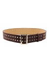 DEBAIJIA Rivet Ceinture Cuir Unisexe Hommes Femmes Classique Ajustable Double Boutonnage Boucles en Alliage Décontractée Mode