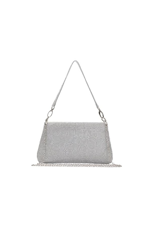 EVEOUT Sac à main de soirée avec strass pour Femme élégant Pochettes et clutches avec chaîne pour Banquet Fête de Mariage Or
