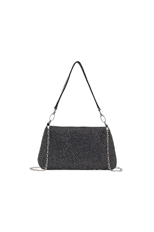 EVEOUT Sac à main de soirée avec strass pour Femme élégant Pochettes et clutches avec chaîne pour Banquet Fête de Mariage Or