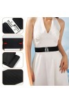 PLABBDPL 2 pièces ceintures élastiques, ceinture large pour femmes, ceinture extensible avec boucle en métal noir et blanc 